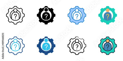 User roles icons set multiple style collection. Editable stroke 
