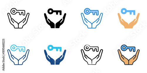 Access control icons set multiple style collection. Editable stroke 

