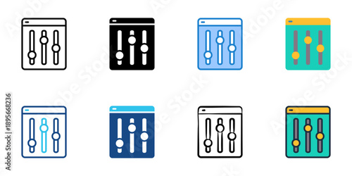 Admin dashboard icons set multiple style collection. Editable stroke 
