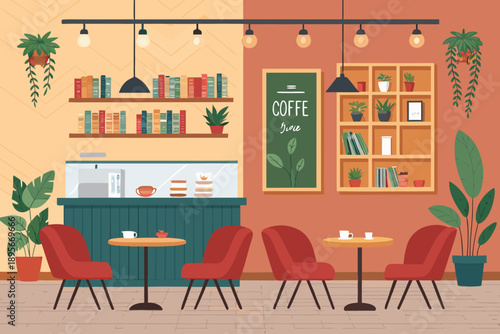 Coffee Shop With Vibrant Accent Creative Visual Ideal for Marketing