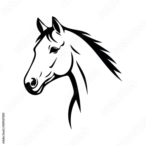 Horse Head Silhouette Vector Black and White Minimalist Stallion Line Art Logo