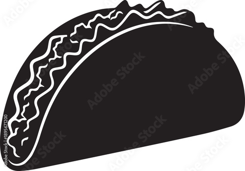 High Contrast Taco Silhouette with Lettuce and Fillings.eps