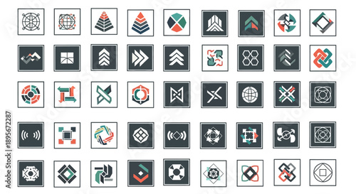 Abstract Geometric Icon Set, Modern Design
