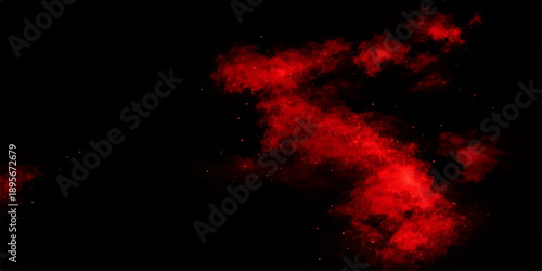 Vibrant red ink splashes collide with burning fire and smoke to create a high energy inferno of heat and light against a dark textured background