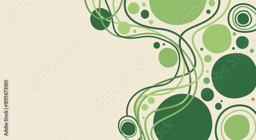 Abstract Green Circles and Lines Pattern