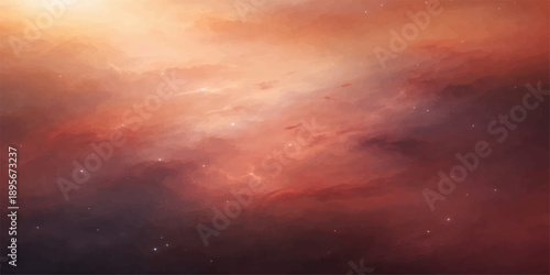 Abstract grunge background with space for text featuring a dramatic blue sky with dark storm clouds and soft sunset light over a cloudy summer horizon