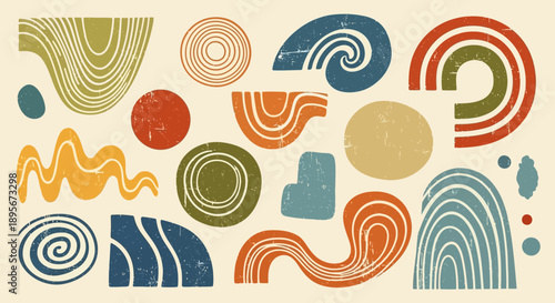 Abstract Organic Shapes with Grunge Texture