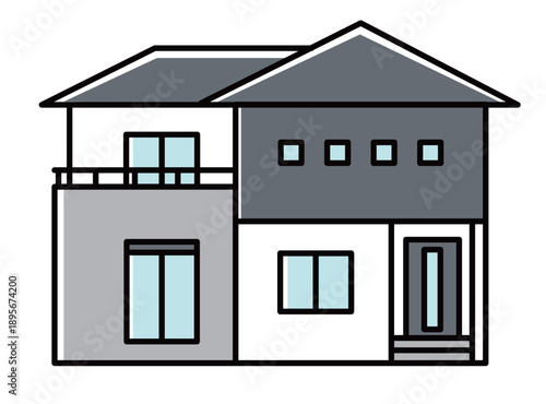 2階建ての戸建て住宅①_カラー