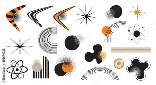 Retrofuturistic graphic elements collection