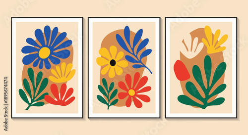 Abstract Floral Art Prints Set