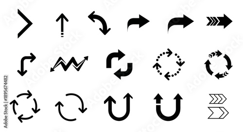 Set of black arrow icons on white background