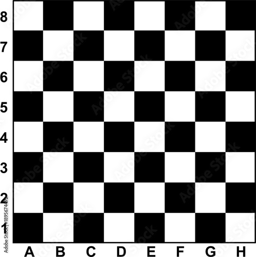 Chessboard or checker board seamless pattern in black and white. Checkered board for chess or checkers game. Strategy game concept. Checkerboard background. Transparent background EPS version.