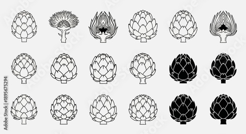 Artichoke icon set, vector illustration
