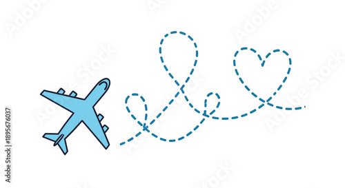 Romantic travel concept with airplane and heart
