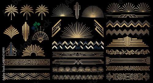 Art Deco Golden Design Elements Set