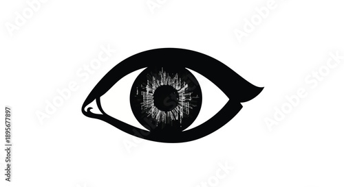 Futuristic tech eye concept featuring a digital iris and glowing circuit details, symbolizing artificial intelligence, cybersecurity, and advanced data vision in a sleek modern vector style