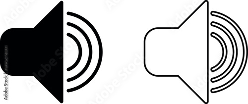 Set of volume icons vector. Audio sound level symbols in bold and outline style for media UI.