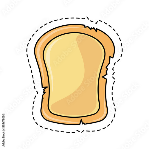 Variation of one slice of white bread with irregular bites