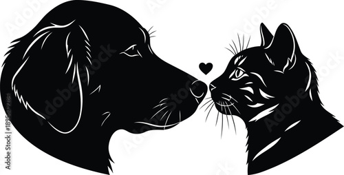 Affectionate dog and cat embrace symbol of pet friendship