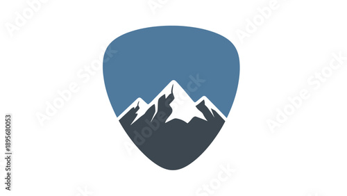 Mountain peaks illustration with blue sky and gray landscape
