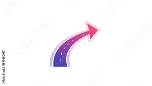 Curved road with arrow pointing upwards, symbolizing direction and progress in a simple illustration