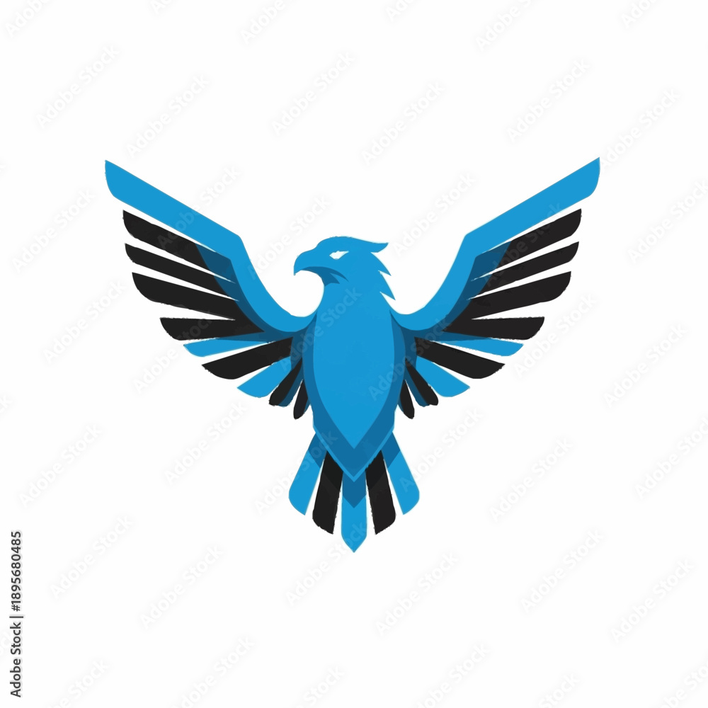 Obraz premium Stylized Blue Eagle Emblem with Wings Spread Wide.