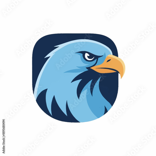 Stylized Blue Eagle Head Emblem with Fierce Gaze.