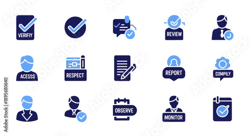 Management Process Icons in Dark Blue.