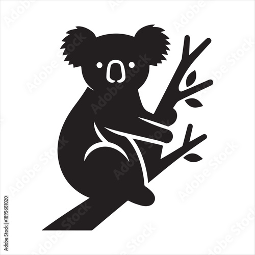  koala abstract silhouette line art logo design concept illustration