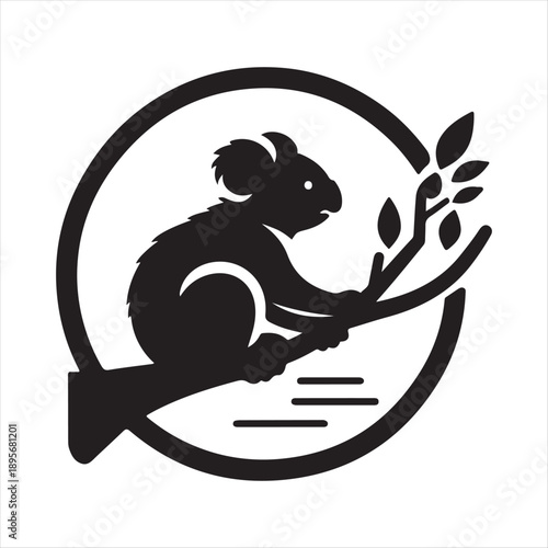  koala abstract silhouette line art logo design concept illustration