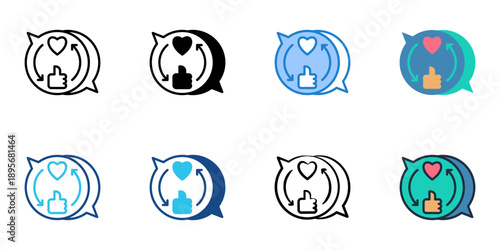 Social media sync icons set multiple style collection. Editable stroke 
