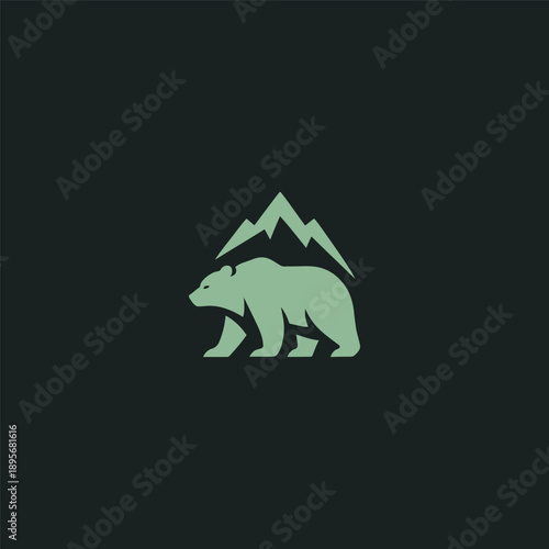 Bear mountain logo in strong and natural minimalist design.