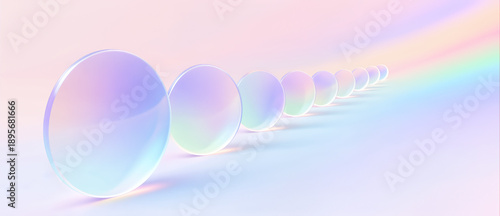 Abstract Pastel Iridescent Glass Discs Creative Background Concept