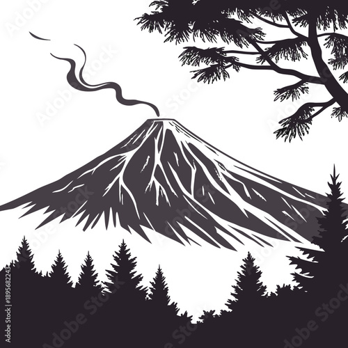 Mountain with smoking peak