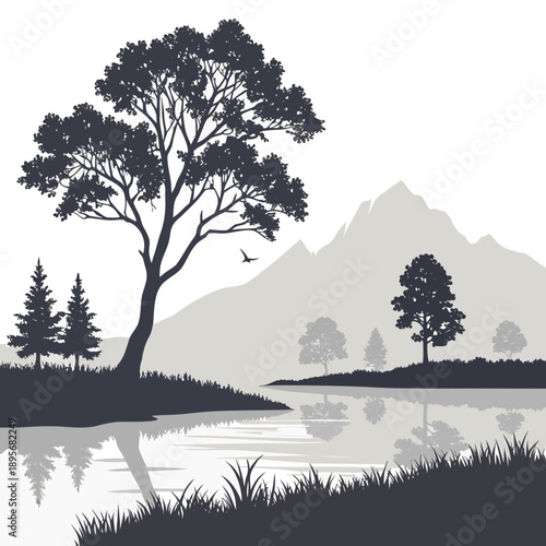 Serene mountain lake