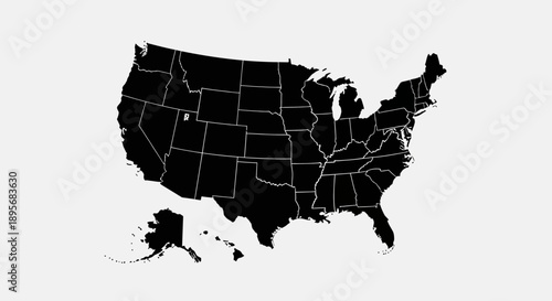USA Map Silhouette: United States Vector Illustration