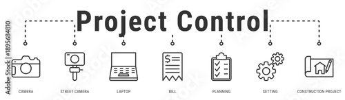 Project Control banner emphasizing monitoring, documentation, and digital planning for effective construction project supervision