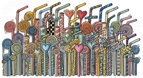 Colorful Straws Abstract Illustration