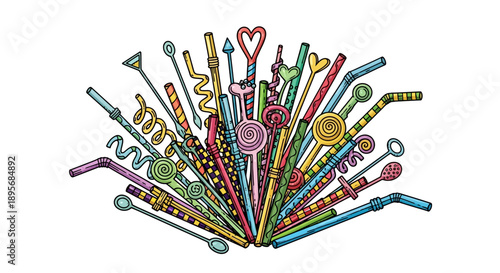 Colorful drinking straws illustration