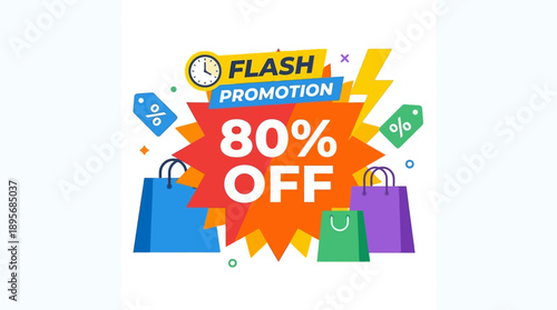80% Off Promotion on Shopping Bags in Graphic Design