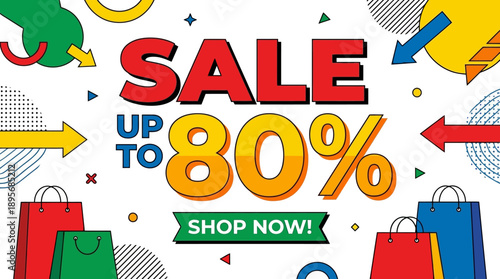 Exciting Sale Event, Shopping Deals, Online Store, Graphic Design, Colorful Background