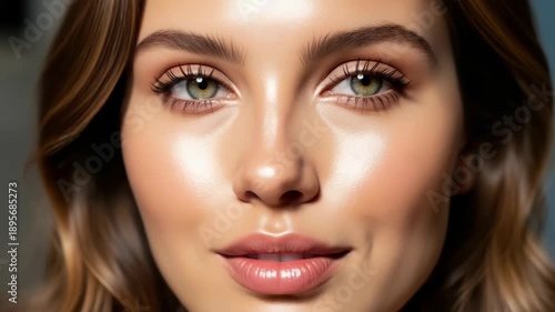 Woman face portrait with soft lighting and closed eyes