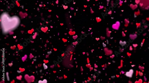 Romantic Red Hearts on Black Background