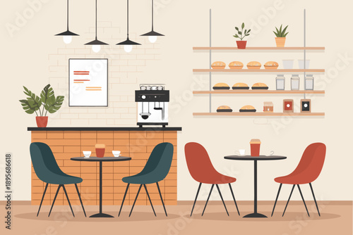 Featuring Coffee Shop With Stylized Vibrant Premium Digital Asset