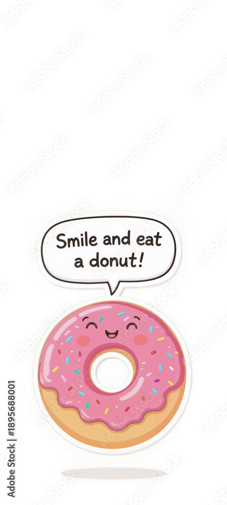 Fototapeta premium Pink Donut Cartoon with Quote