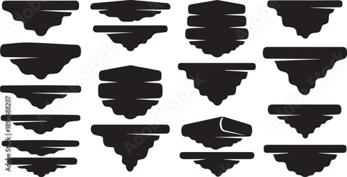 Collection of abstract black shapes on white background