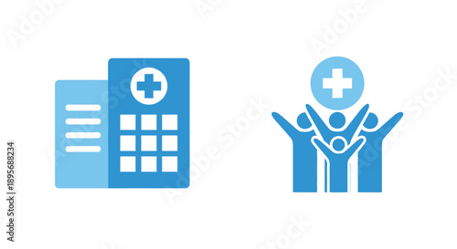 Medical Icons in Simple Flat Design with Blue Color Scheme on White Background for Healthcare UI
