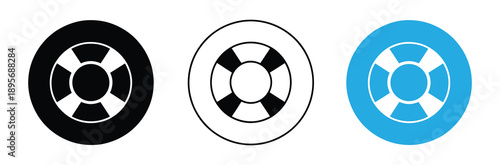 Lifebuoy Icon Set Vector. Round Life Preserver and Help Rescue Button Symbol Collection.

