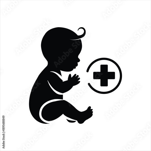 Pediatric Baby Healthcare Symbol Black White Icon