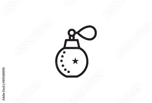 Hand drawn outline of a vintage perfume bottle with a bulb sprayer